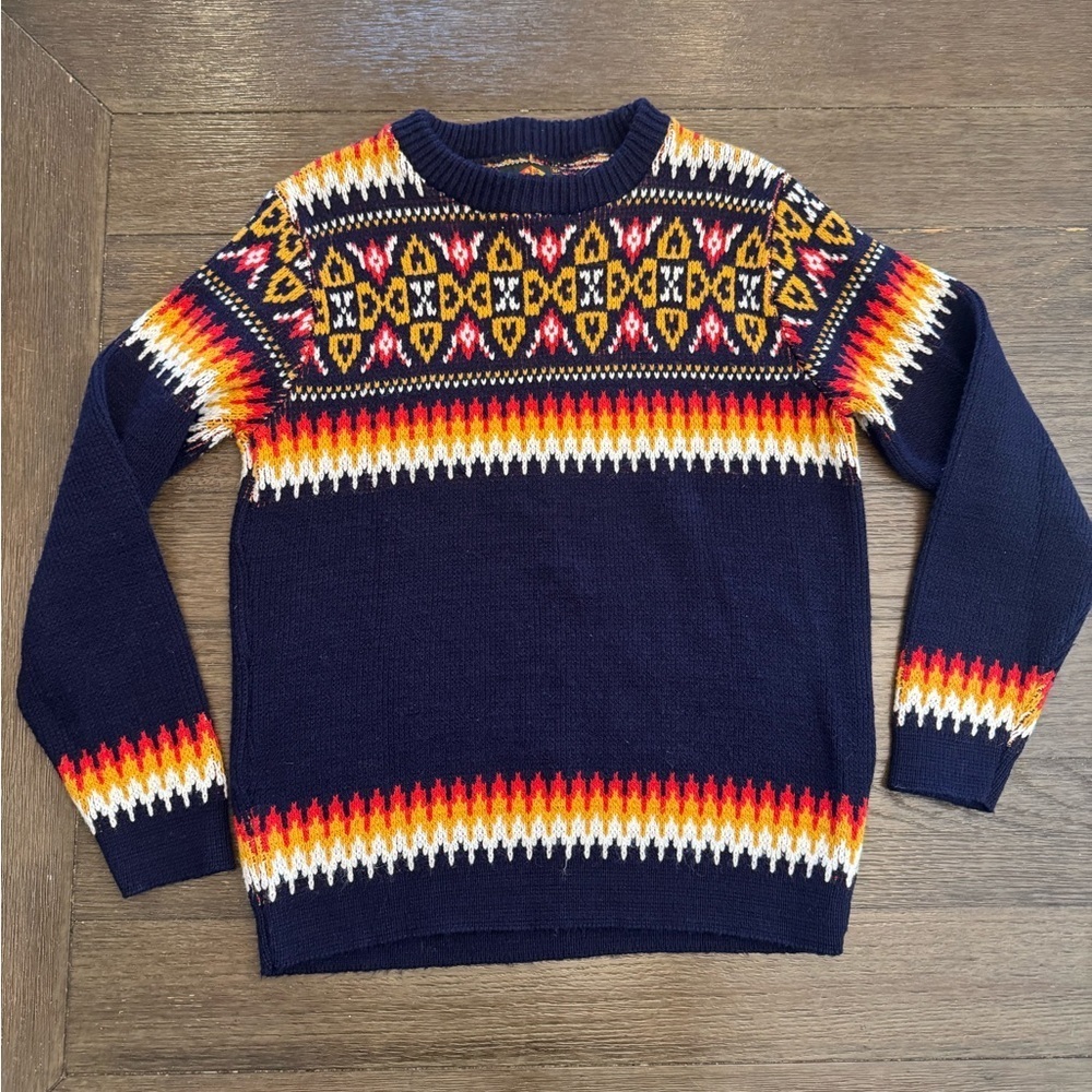 Alps Knitmeister Navy Patterned Sweater Size Medium Scandinavian